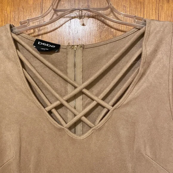 Bebe tan faux suede mini dress, size large - Picture 2 of 7